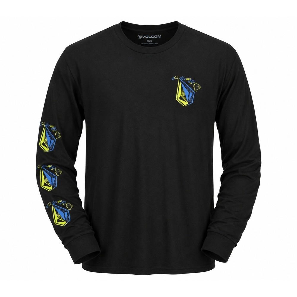 Volcom‎ Islestone LST Mens Medium Black Long Sleeve Graphic T-Shirt NWT